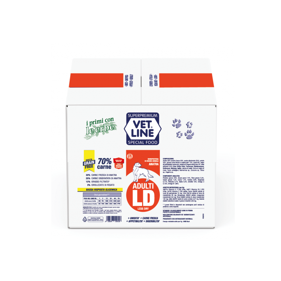 Vet Line Adulti LD Anatra 12kg (4x3kg) - Crocchette per Cani Vet Line Adulti LD Anatra 12kg (4x3kg) - Crocchette per Cani